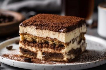 Layered chocolate tiramisu cake with mascarpone cream generated by AI Layered chocolate tiramisu cake with mascarpone cream generated by AI